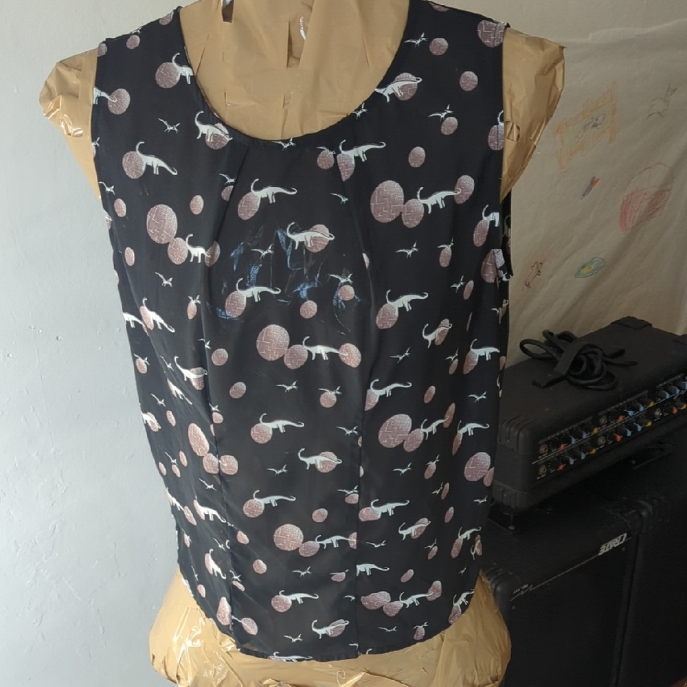 Dinosaur Blouse Black And Pink